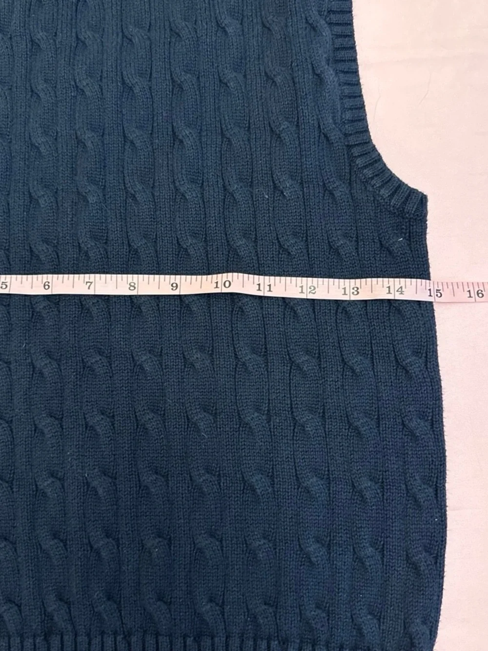 Polo by Ralph Lauren Navy Cable-Knit V-Neck Sweater Vest with Red Pony